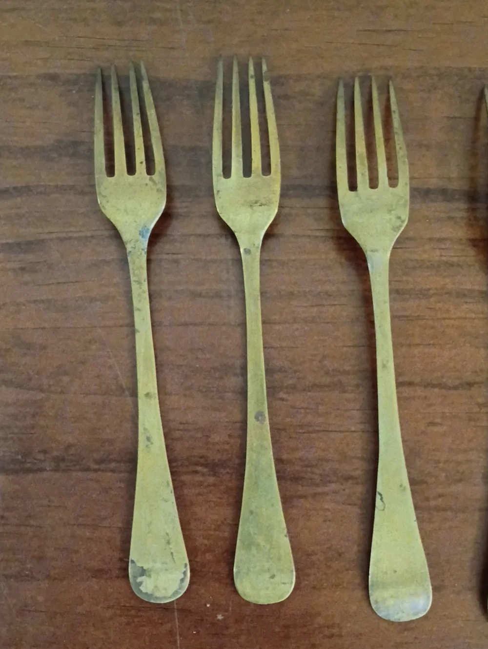 Brass Dessert Forks, Set Of 5 - Vintage!